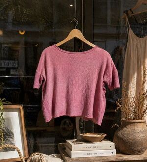 Jarbo Hand-Dyed 100% Cashmere Top Pink Short Sleeve Boxy Crop Soft Women Nepal